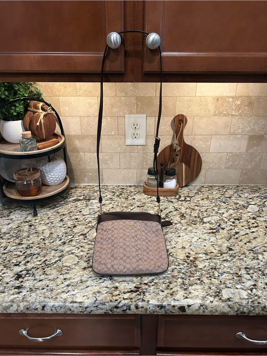 Coach Handbags - Coach North South Crossbody Signature Jacquard Leather Light Khaki/Brown